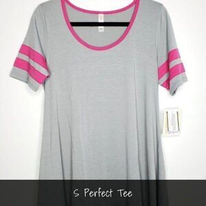 LuLaRoe Perfect T Small Solid Grey Pink NEW